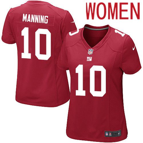 Women New York Giants 10 Eli Manning Nike Red Game NFL Jersey